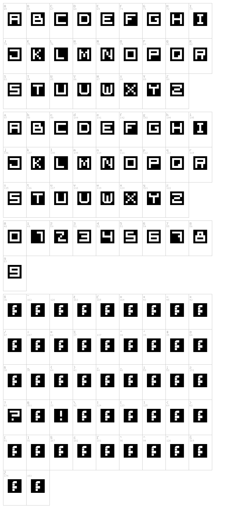 Cube Font font map